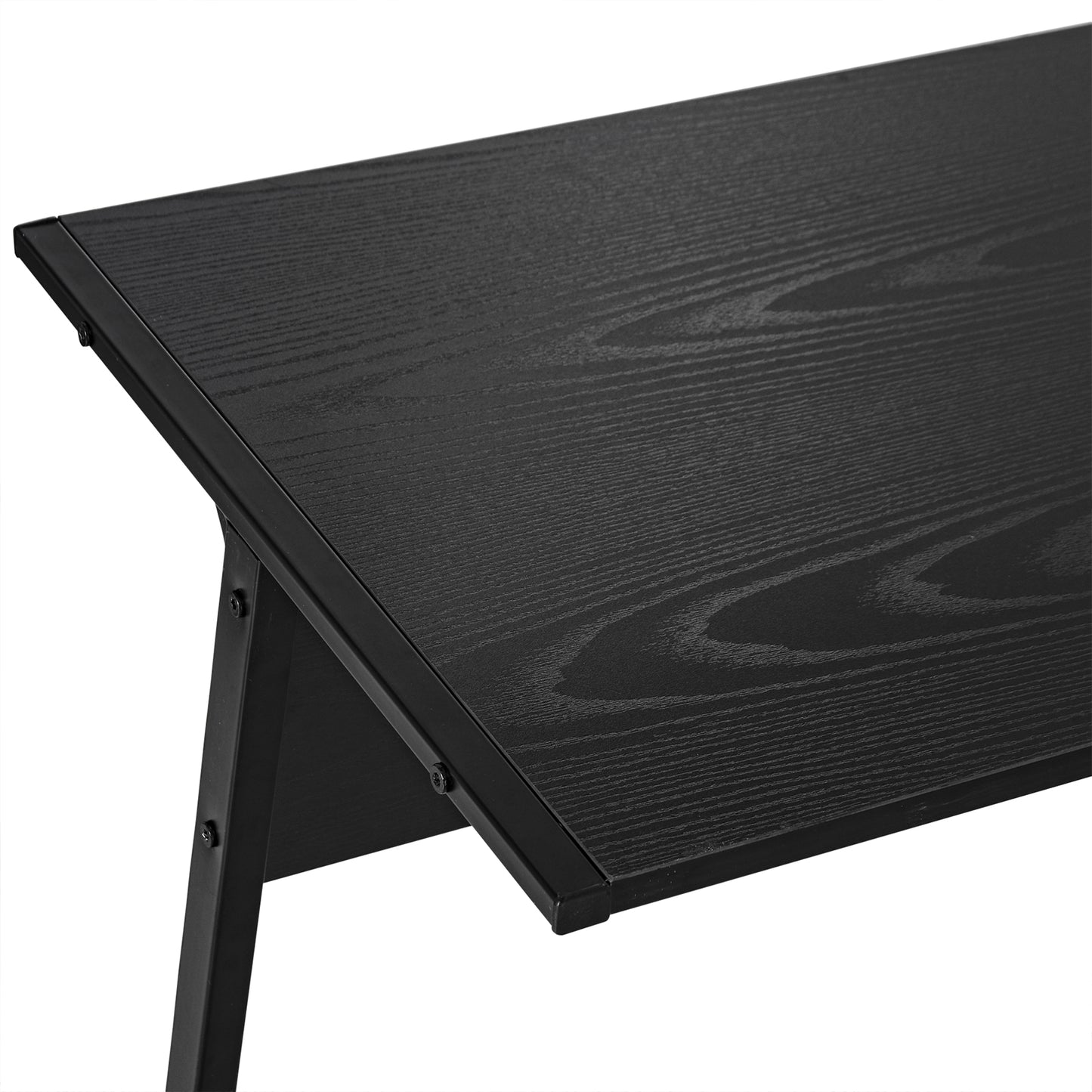 L Shape Computer Desk Corner Display Table Laptop Study Desk Minimalist Space Saving Wood Steel Gaming PC Workstation for Home Office Black