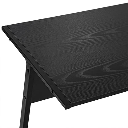 L Shape Computer Desk Corner Display Table Laptop Study Desk Minimalist Space Saving Wood Steel Gaming PC Workstation for Home Office Black