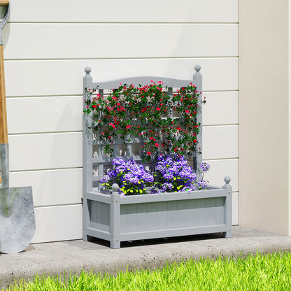 Raised Garden Bed with Trellis Garden Planters Indoor Grey