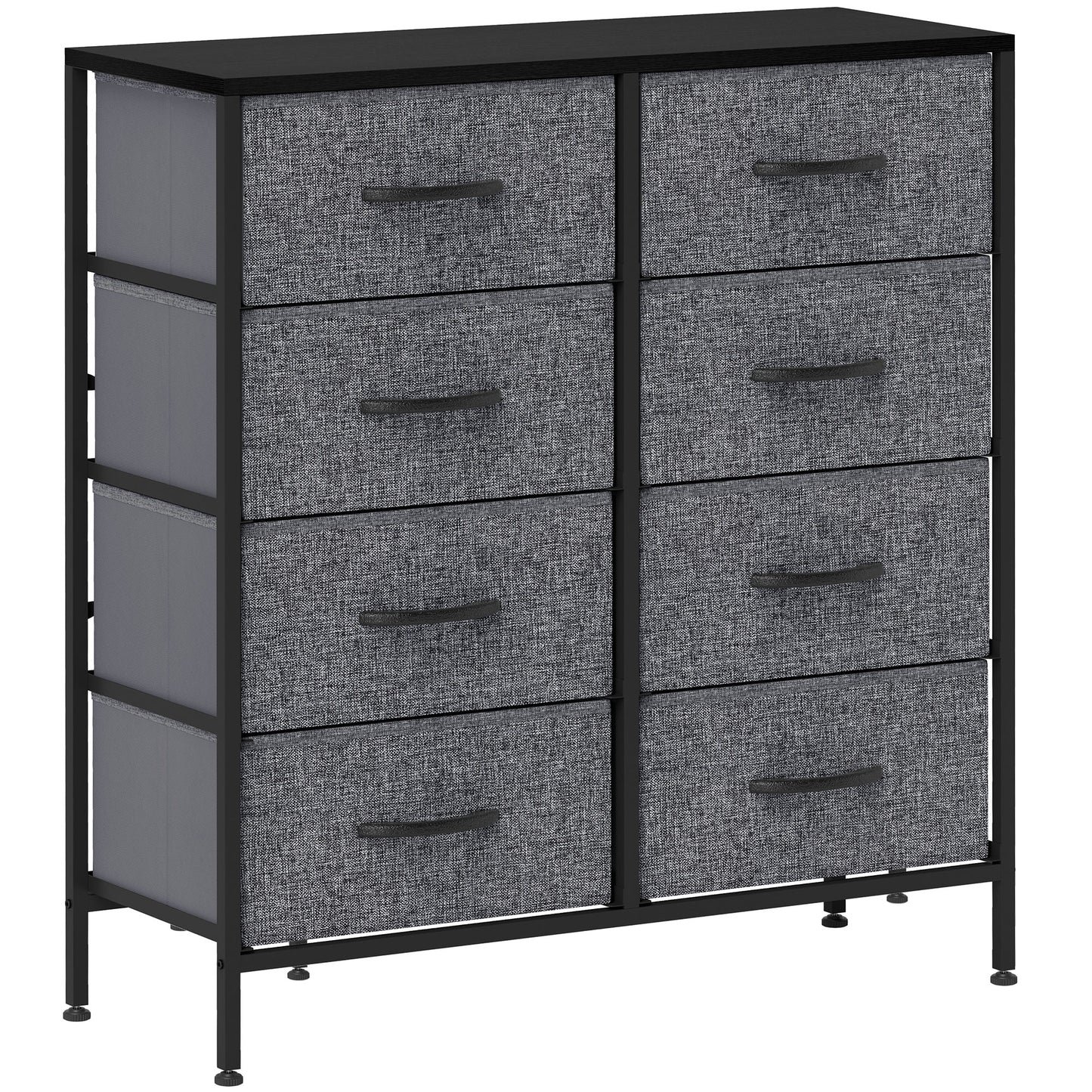 8 Drawer Fabric Chest of Drawers w/ Wooden Top for Hallway Black