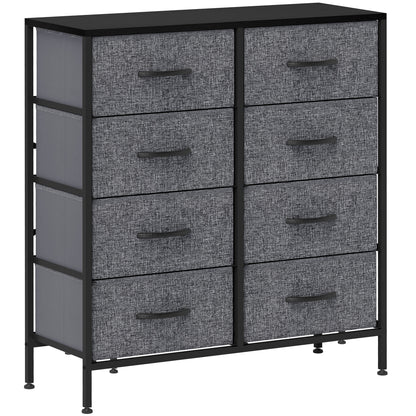 8 Drawer Fabric Chest of Drawers w/ Wooden Top for Hallway Black