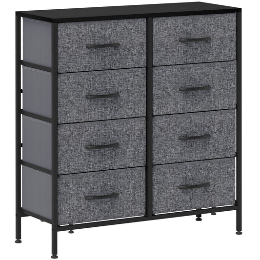 8 Drawer Fabric Chest of Drawers w/ Wooden Top for Hallway Black