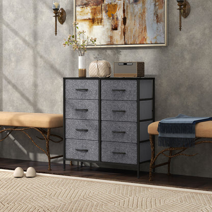 8 Drawer Fabric Chest of Drawers w/ Wooden Top for Hallway Black
