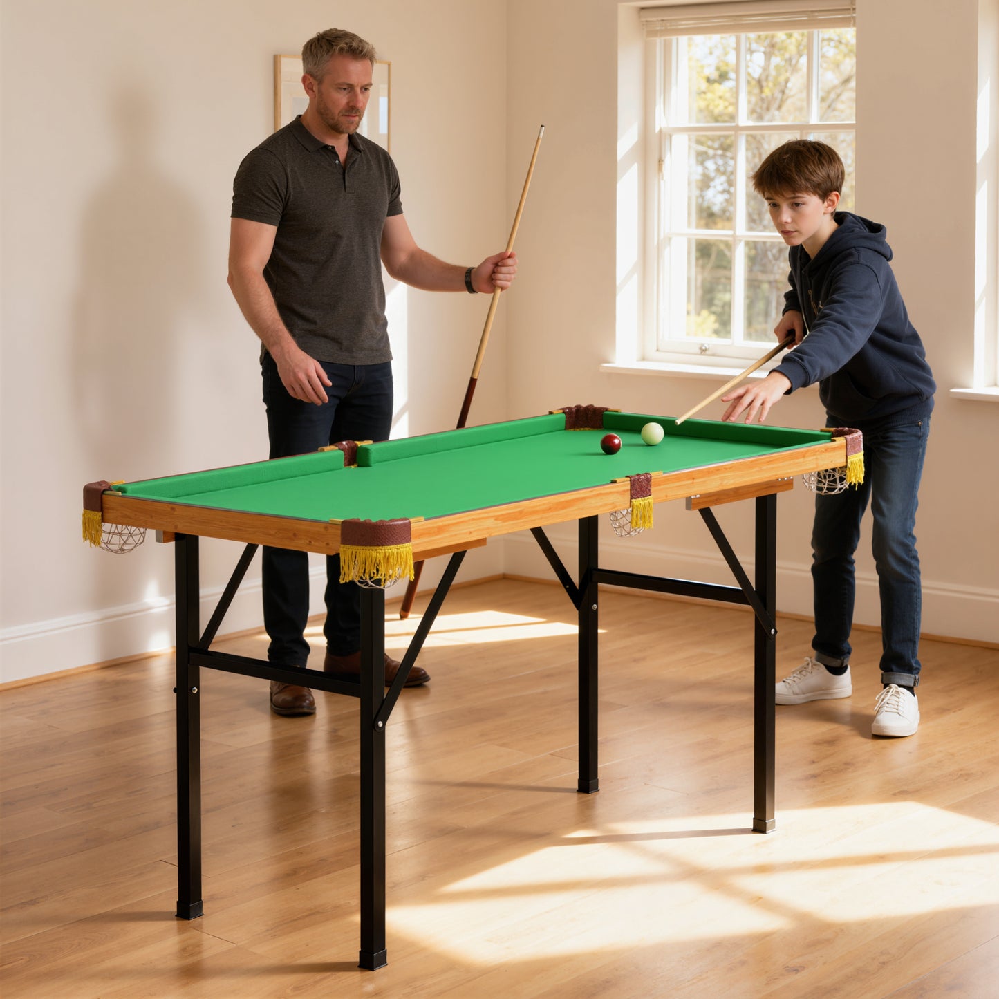 4FT Folding Pool Table, Mini Billiards Table Set for Kids, Green