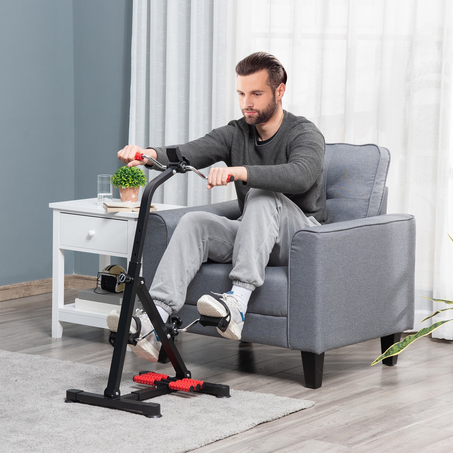 Pedal Rehabilitation Exercise Bike for Seniors and Elderly Black&Red
