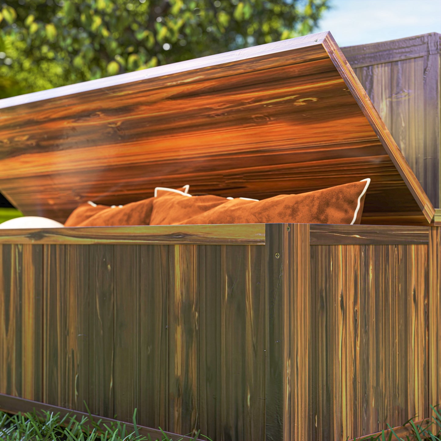 Wood Storage Bench for Patio, Outdoor Garden Seating, Brown