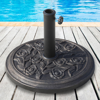 9kg Garden Parasol Base, Round Resin Sun Umbrella Base, Bronze