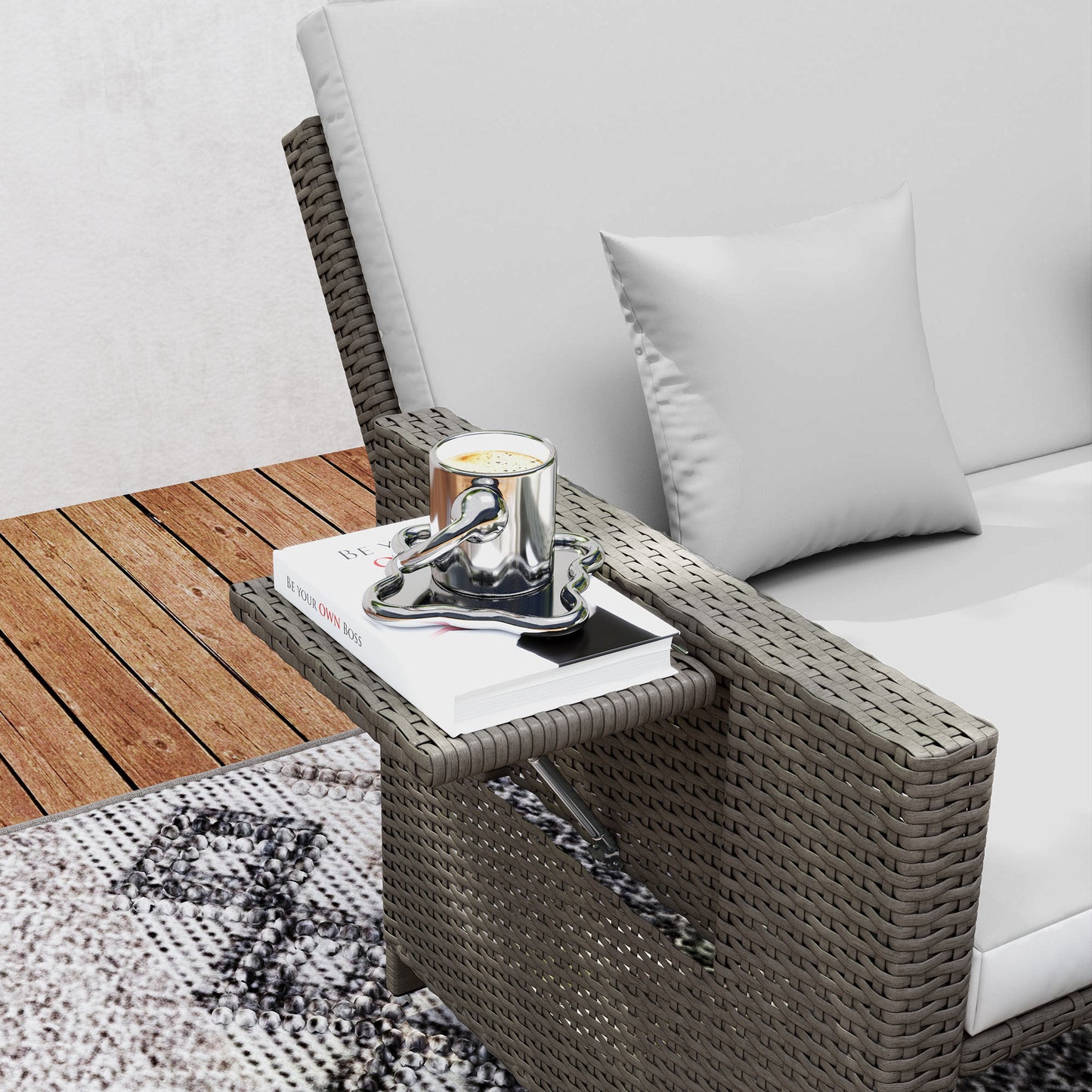 Garden Rattan Furniture Set 2 Seater Patio Sun Lounger Daybed Sun Bed