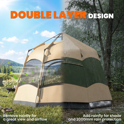 Double Layer Pop Up Tent with Rainfly, Portable Camping Shelter