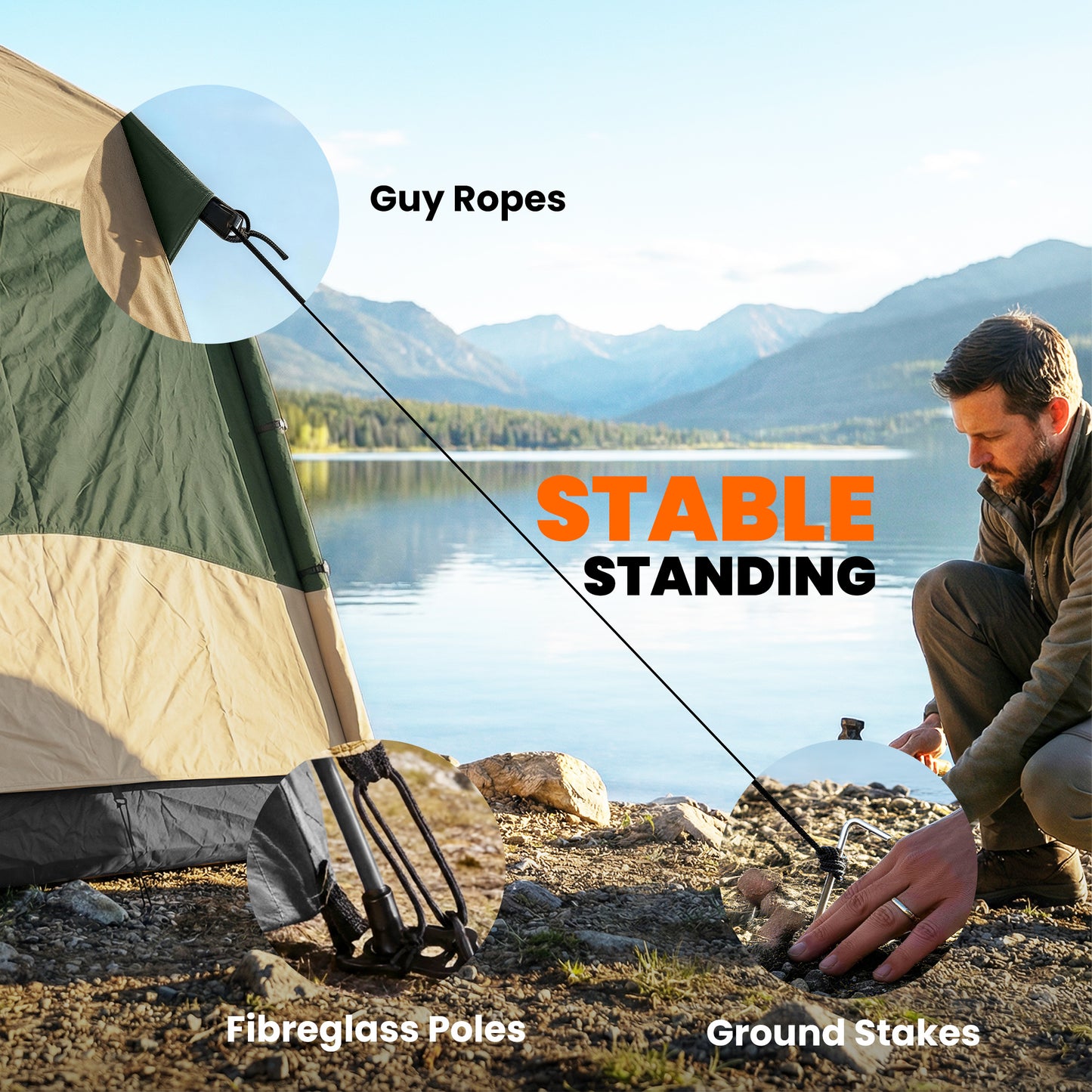 Double Layer Pop Up Tent with Rainfly, Portable Camping Shelter