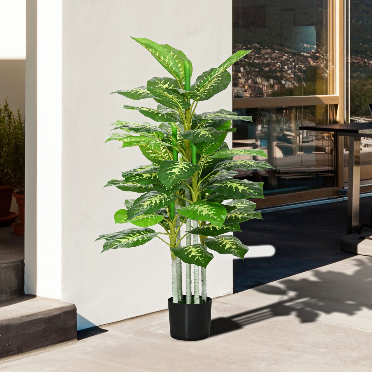Artificial Evergreen Tree Fake Plant in Pot Indoor Outdoor Decor