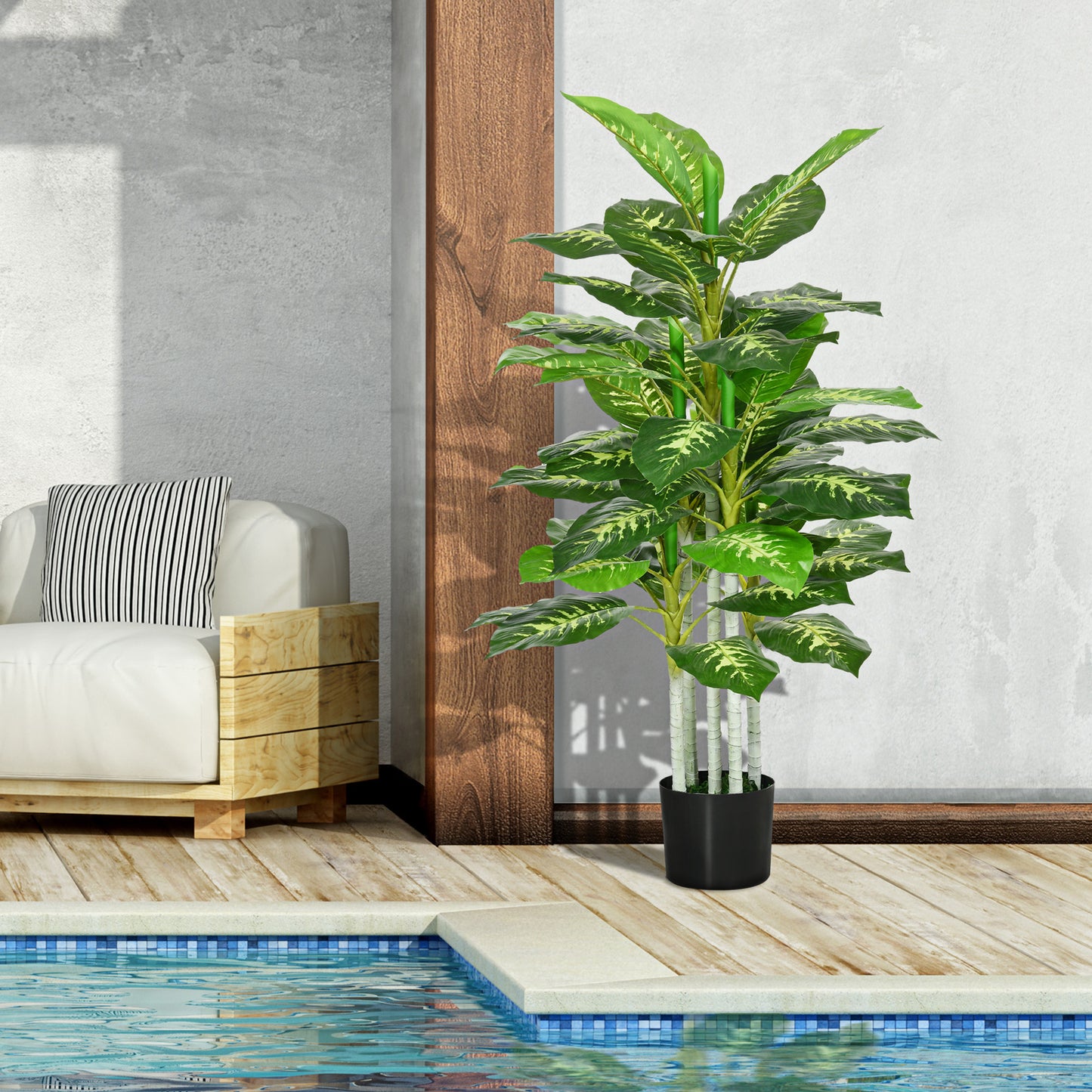 Artificial Evergreen Tree Fake Plant in Pot Indoor Outdoor Decor