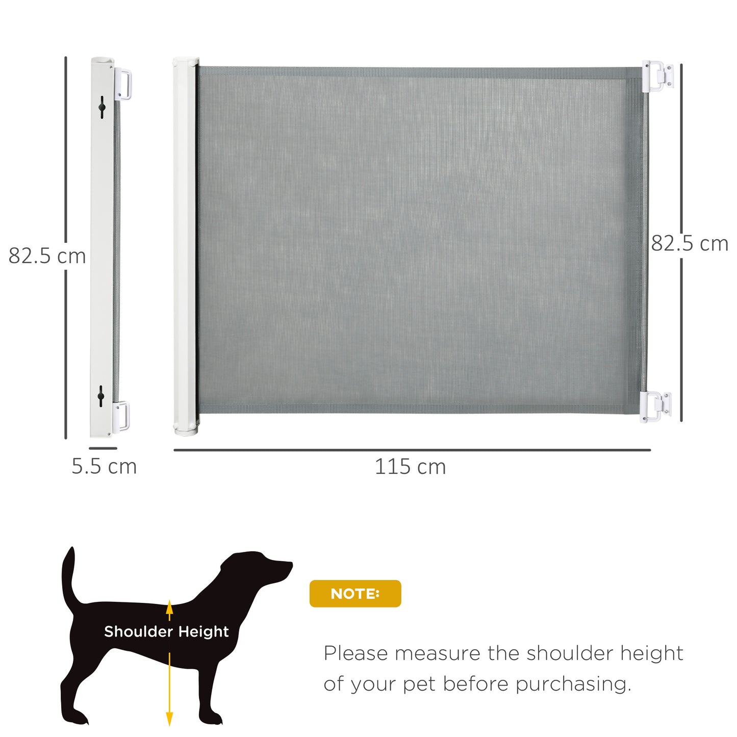 Retractable Pet Safety Gate, Folding Stair Barrier, Guard Door, Grey