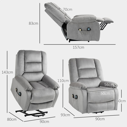 Riser and Recliner Chair Lift Chair with Vibration Massage, Heat, Grey
