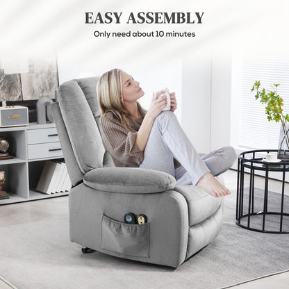 Riser and Recliner Chair Lift Chair with Vibration Massage, Heat, Grey