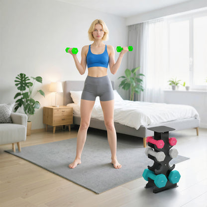 Hex Dumbbells Set with Dumbbell Rack, 1kg, 2kg, 3kg, 4kg Set