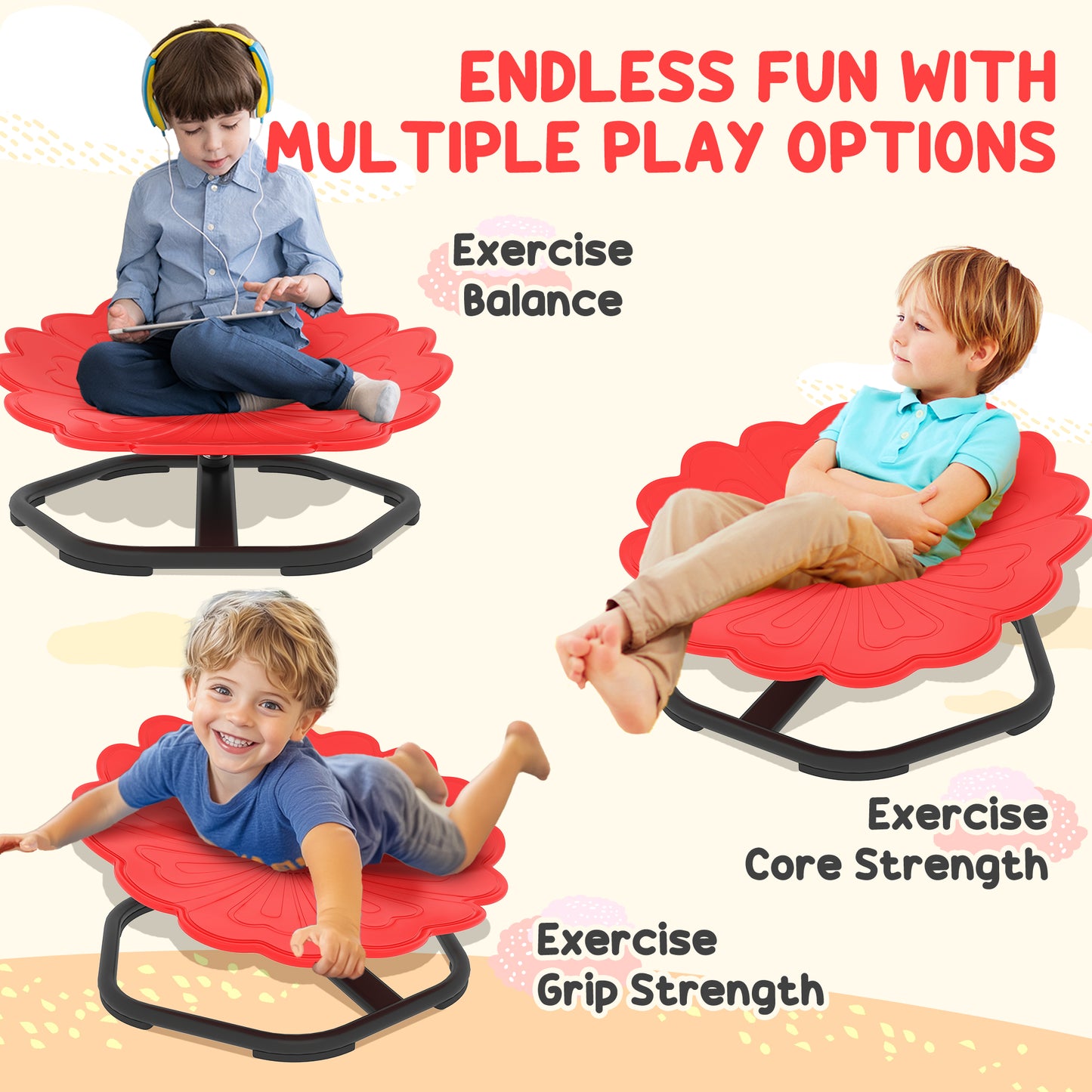 Sensory Spinning Chair, Kids Swivel Chair, Red