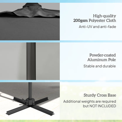 Square Cantilever Roma Parasol 360 Degree Rotation Crank, Dark Grey