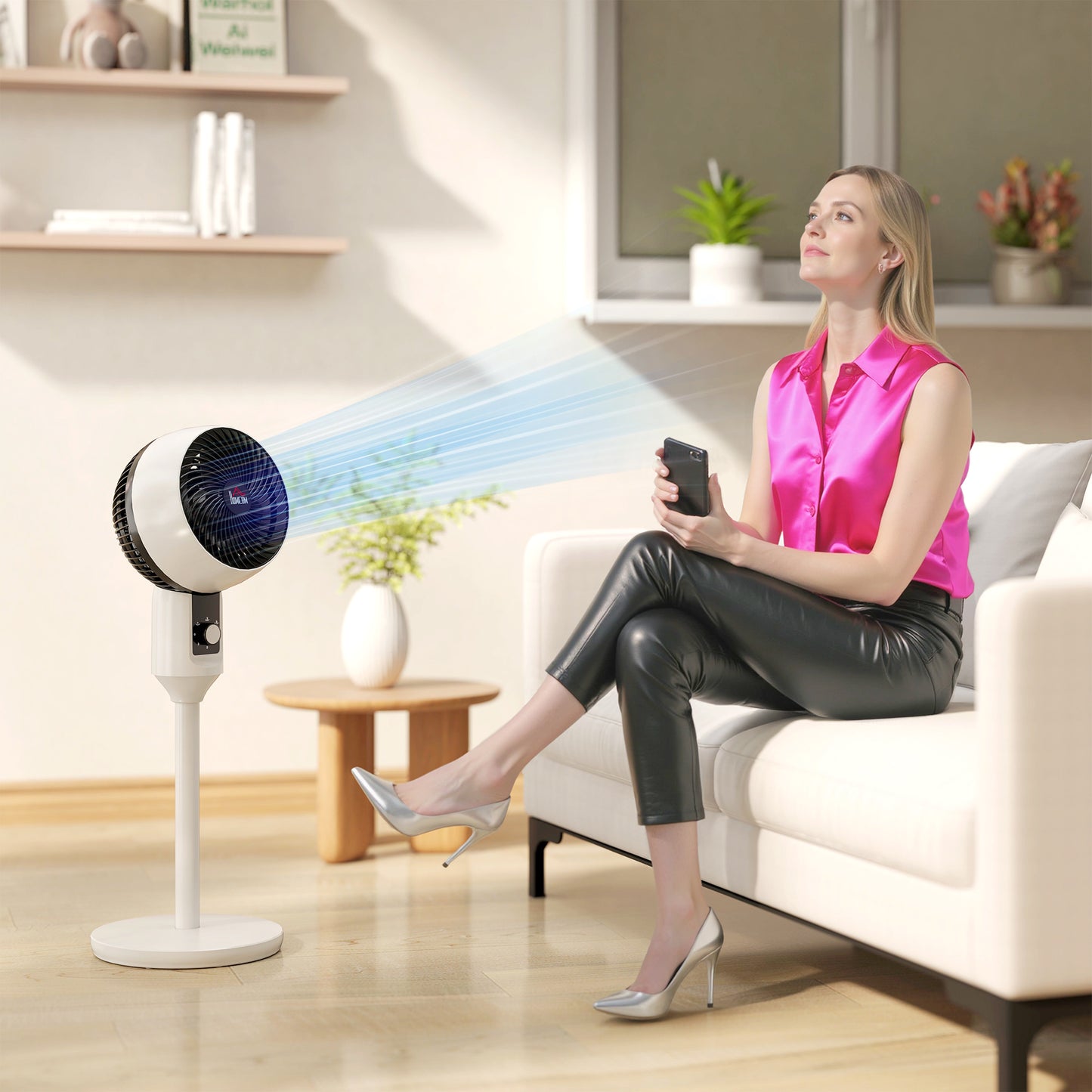 9 Inch Air Circulator Fan 70° Oscillation Carry Handle Black White