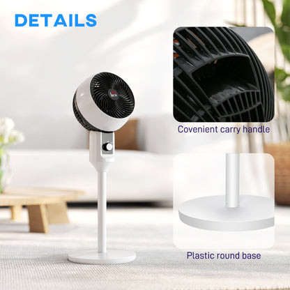 9 Inch Air Circulator Fan 70° Oscillation Carry Handle Black White