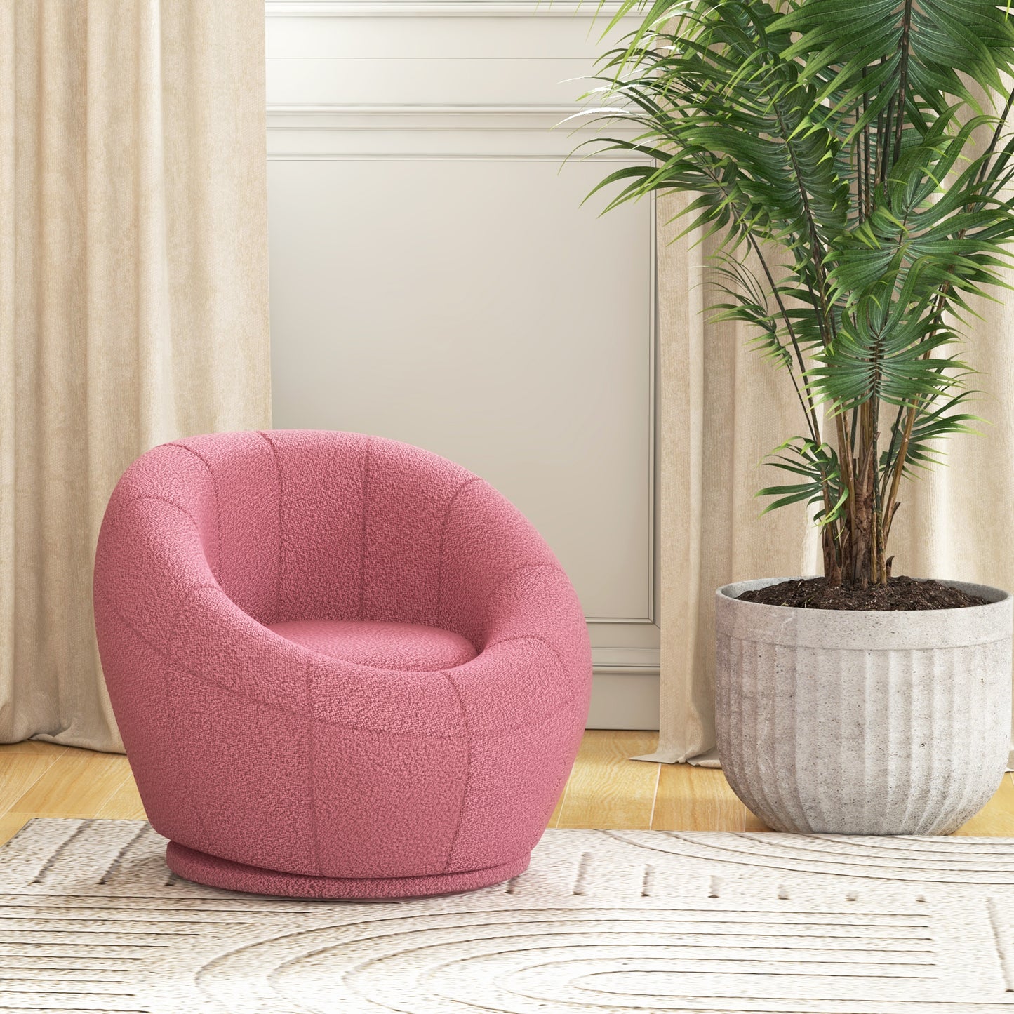 Warehouse Clearance -  Modern Accent Chair, Swivel Upholstered Armchair for Living Room, Bedroom, Home Office, Pink