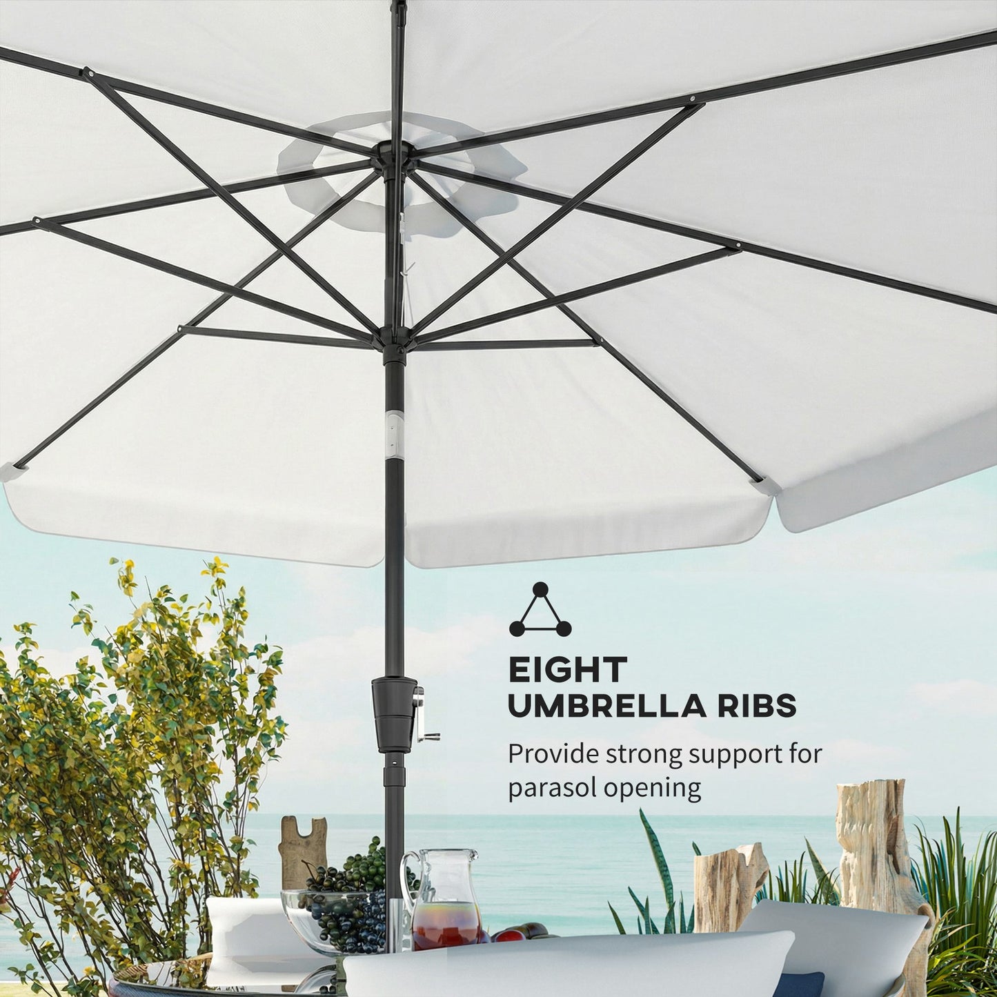 3 m Garden Parasol with Tilt & Crank, UPF30+ Outdoor Table Umbrella