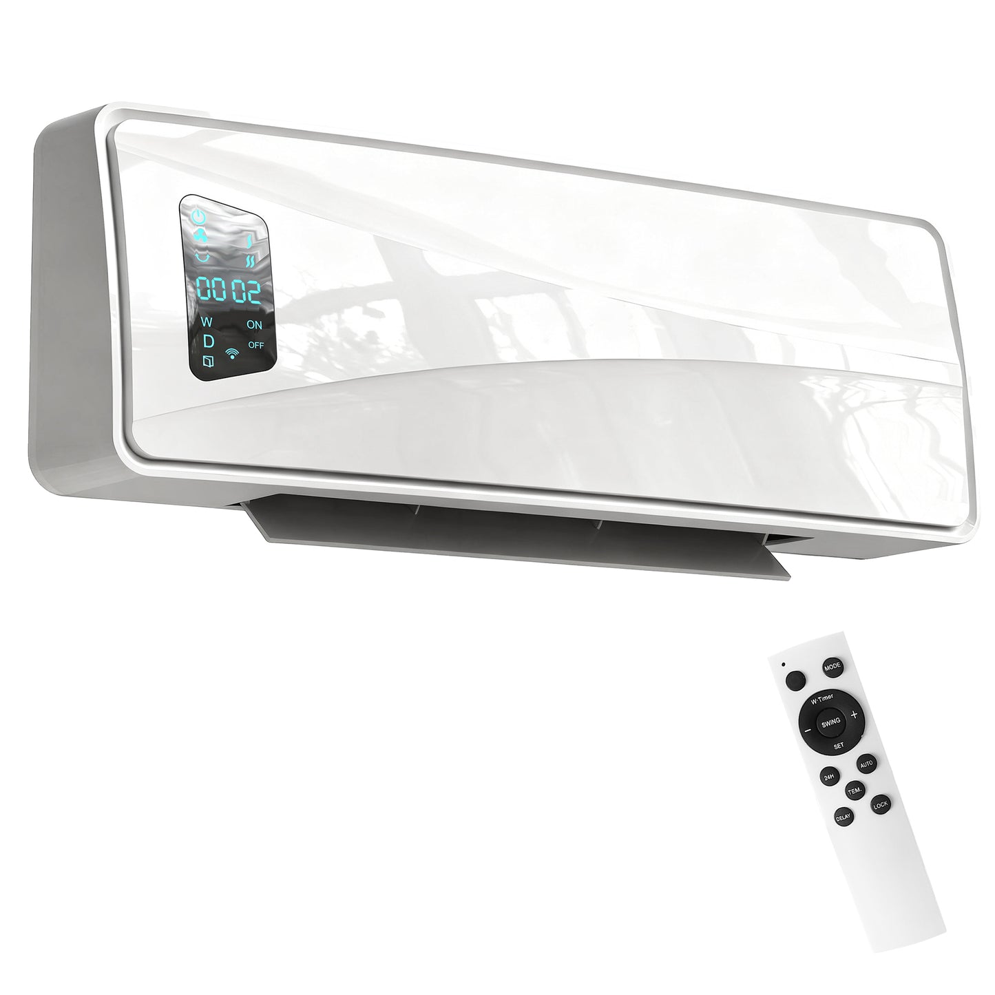 2000W Ceramic Electric Heater with Fan, Wall Heater, White