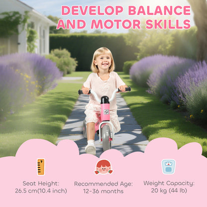 Baby Balance Bike for 1-3 Years Boys Girls, Toddler Balance Bike with No Pedal, 3 Silence Wheels, Safe Limited Steer, for Indoor Outdoor Riding, Pink