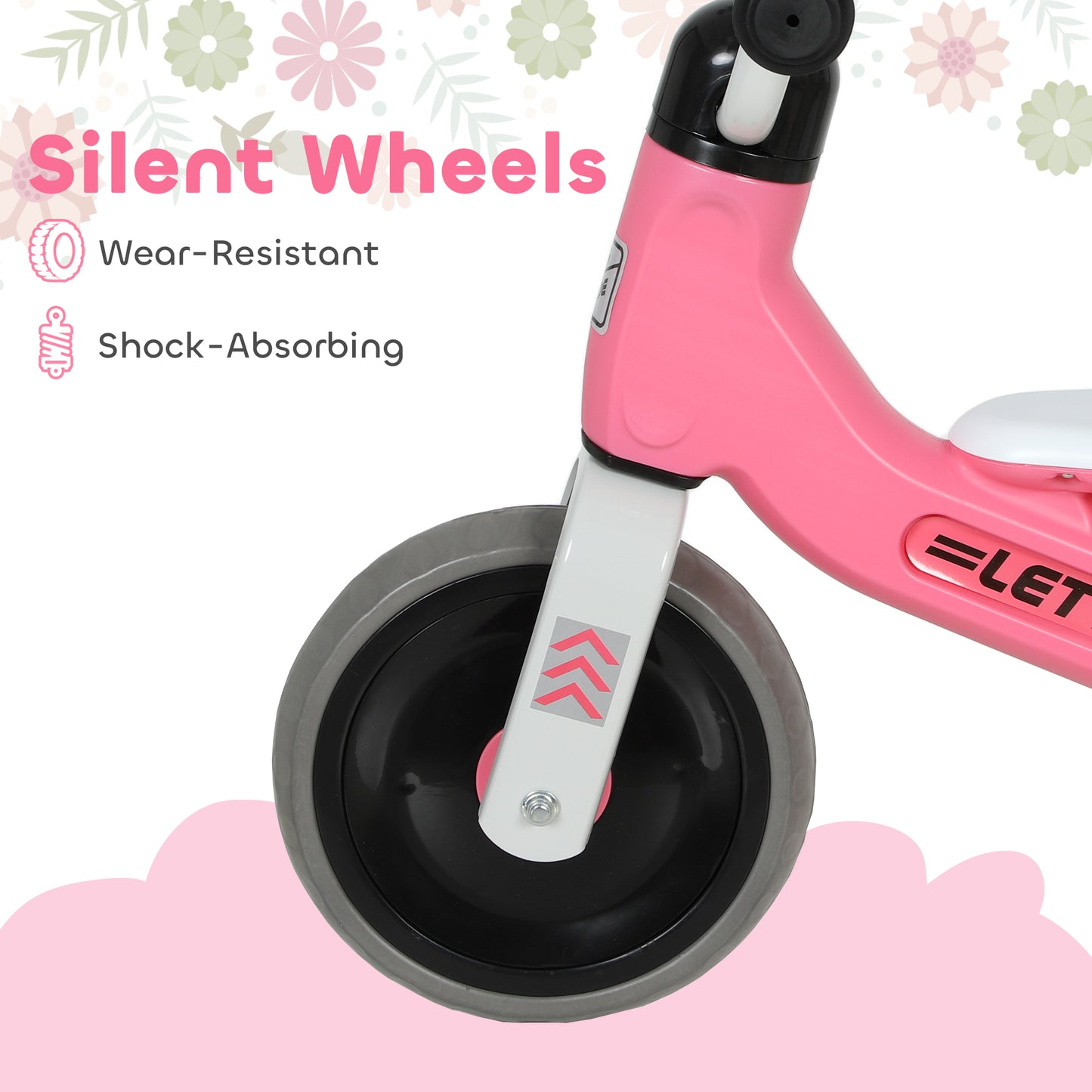 Baby Balance Bike for 1-3 Years Boys Girls, Toddler Balance Bike with No Pedal, 3 Silence Wheels, Safe Limited Steer, for Indoor Outdoor Riding, Pink