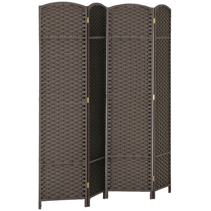 4 Panel Folding Room Divider, Privacy Screen, 160 x 170cm, Brown