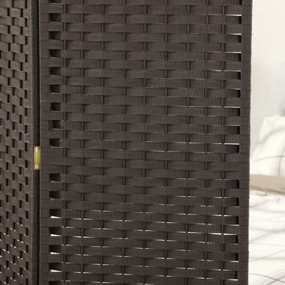 4 Panel Folding Room Divider, Privacy Screen, 160 x 170cm, Brown