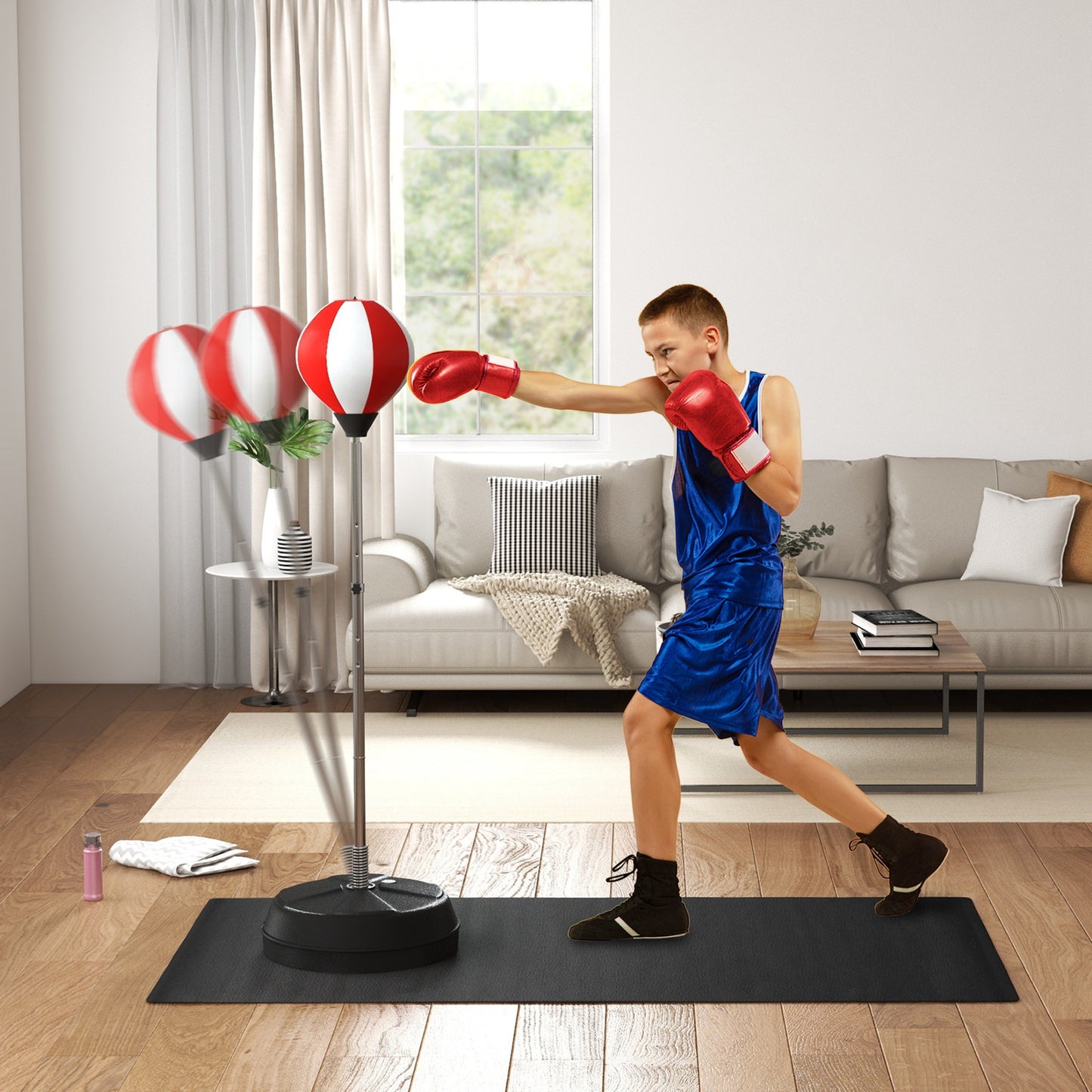 Punching Bag with Stand Boxing Bag Set with Adjustable Height Red