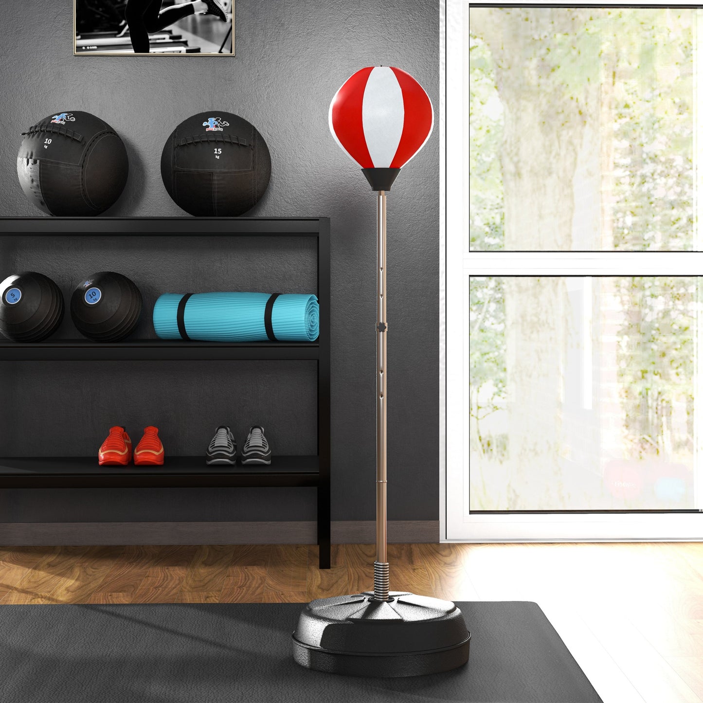 Punching Bag with Stand Boxing Bag Set with Adjustable Height Red