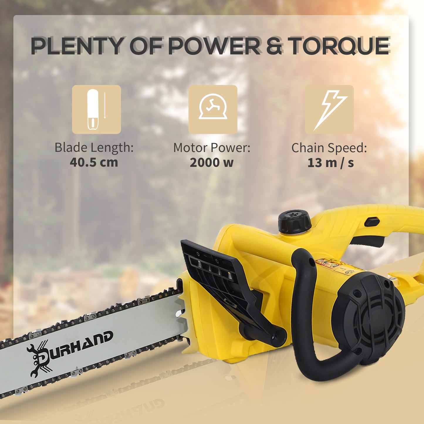 Electric Chainsaw Garden Tools, 2000 W for Wood, Yellow