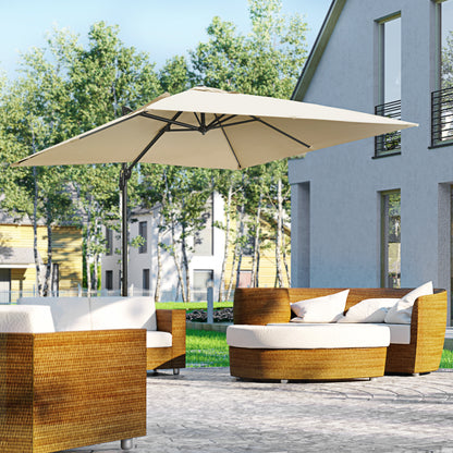 2.7 x 2.7 m Cantilever Parasol Garden Umbrella w/ Cross Base White