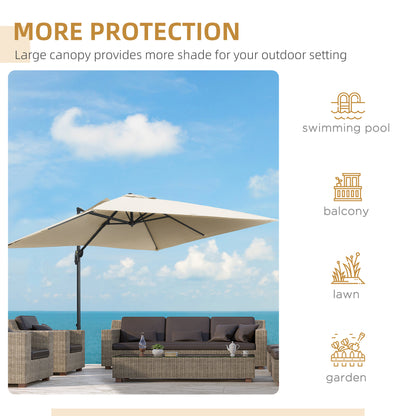2.7 x 2.7 m Cantilever Parasol Garden Umbrella w/ Cross Base White
