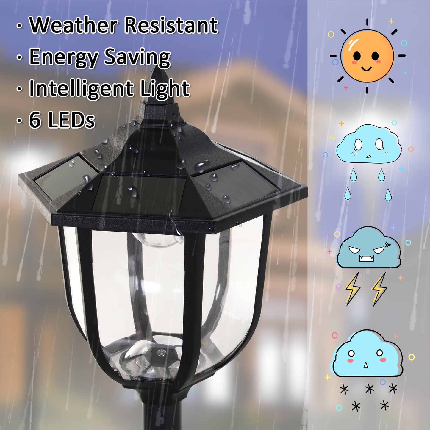 Solar Powered LED Sensor Lamp Post