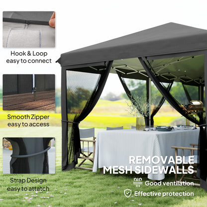 6 x 3(m) Pop Up Party Tent Canopy with 6 Removable Sidewalls Black