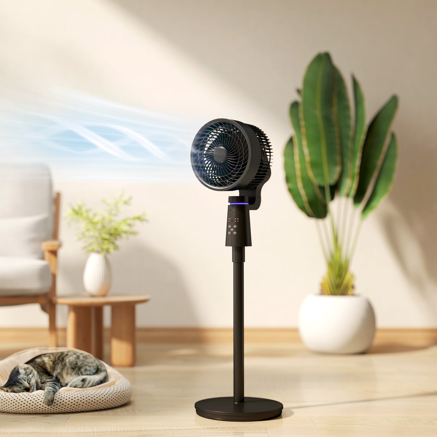 Pedestal Fan, Air Circulation Fan with Oscillating, Tilt, Black