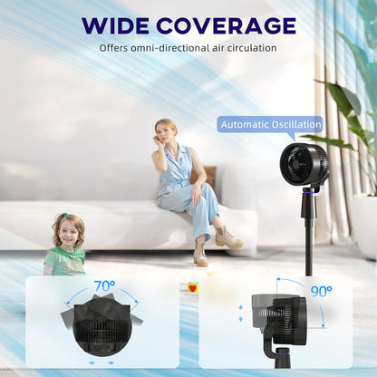 Pedestal Fan, Air Circulation Fan with Oscillating, Tilt, Black