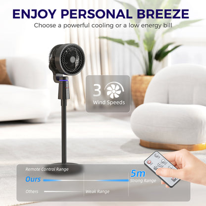 Pedestal Fan, Air Circulation Fan with Oscillating, Tilt, Black