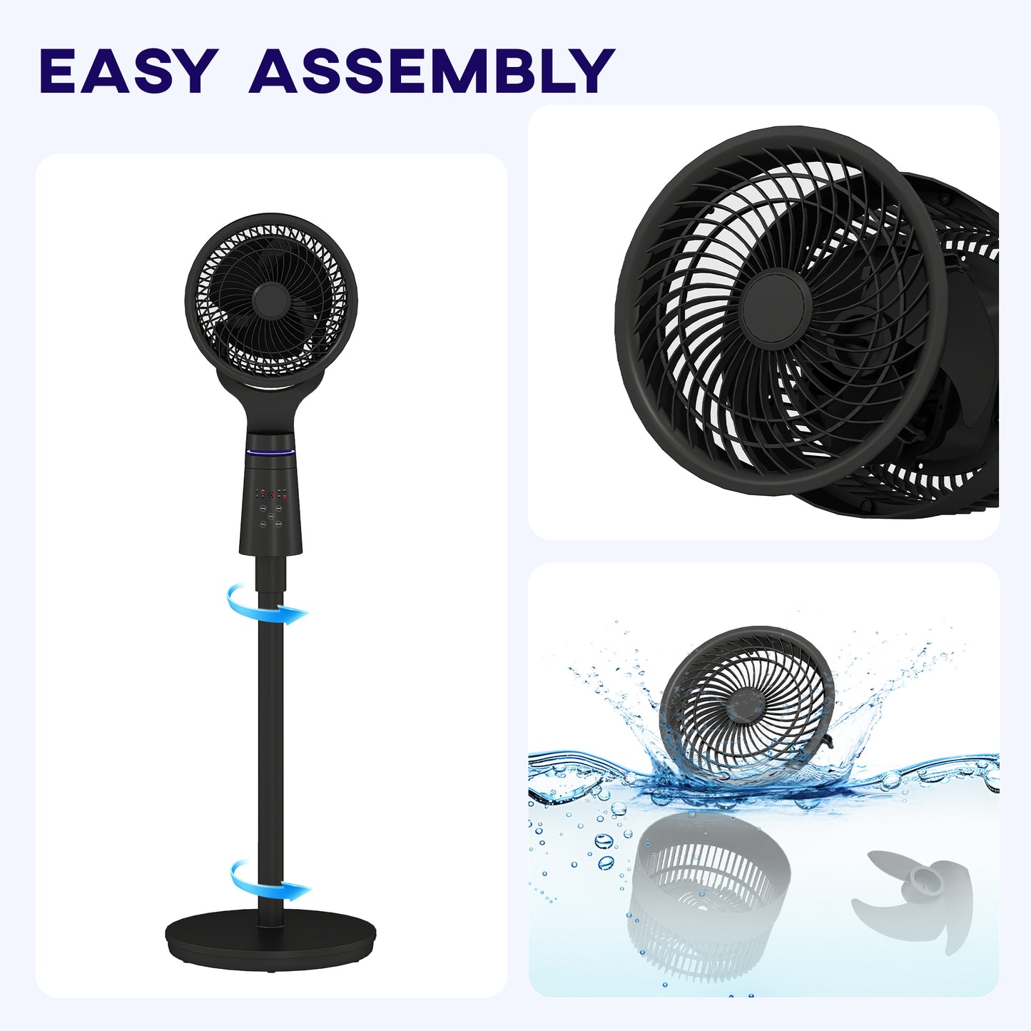 Pedestal Fan, Air Circulation Fan with Oscillating, Tilt, Black