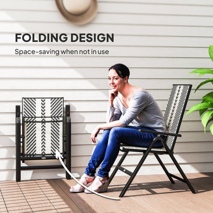 Rattan Folding Chair w/ 5-Position Adjustable Backrest, Black