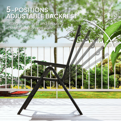 Rattan Folding Chair w/ 5-Position Adjustable Backrest, Black