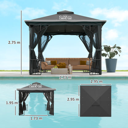 Gazebo Party Tent Canopy Sun Shade for Patio Garden 3x3(m)