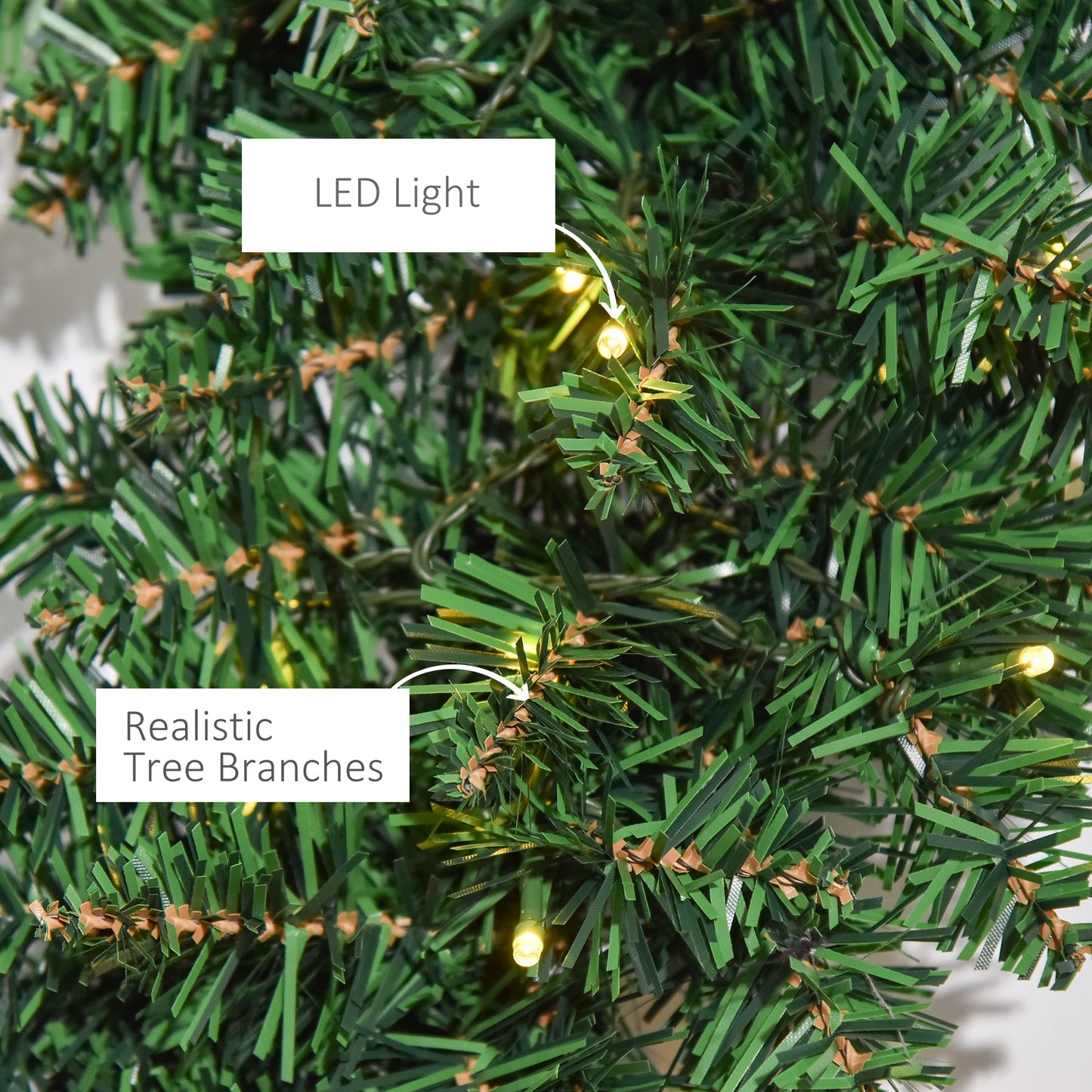 Pre-lit Christmas Wreath with 50 Warm White LED Ideal Xmas Artificial Door Decoration