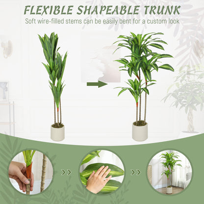 120cm Artificial Dracaena Tree with Bendable Trunks for Home Decor