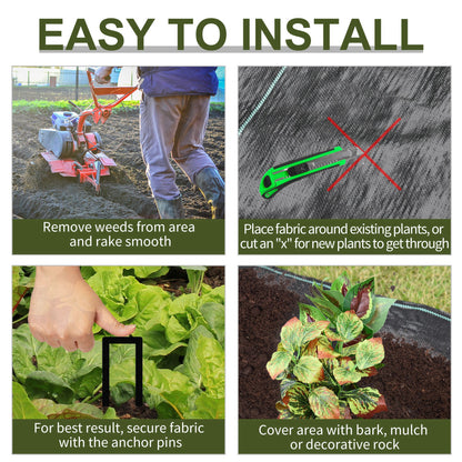 1x50m Weed Barrier Fabric Durable Convenient Design Weed Block Mat