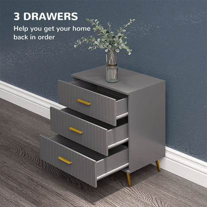 Bedroom Chest of Drawers, 3-Drawer Dresser with Aluminium Legs