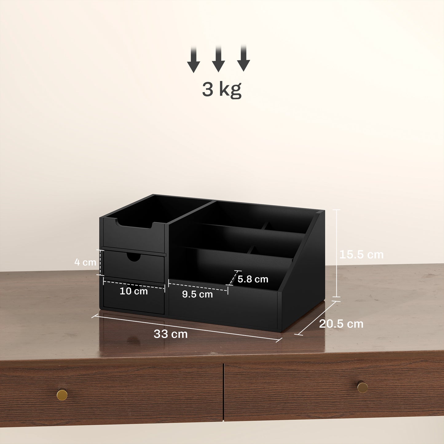 Organiser Holder Multi-Function Storage Caddy Drawers Black